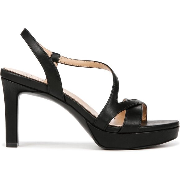 Naturalizer Womens Black Smooth Patent Rounded Open Toes Platform Heel Shoes - Picture 6 of 9